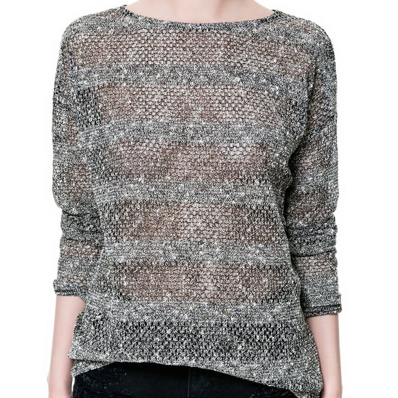 Zara Marled Open Knit Sweater - Picture 1 of 5